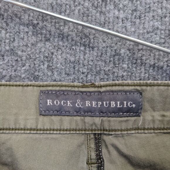 Rock & Republic Womens Embry Straight Leg Pants Army Green Size 28x29 5-Pocket - Picture 9 of 13